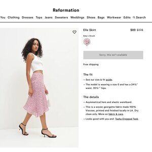 Reformation Elle Skirt Baby's Breath - Size 8